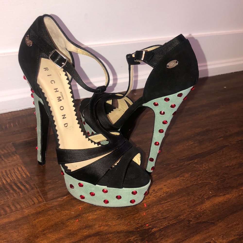 John Richmond red jewel platform high heel